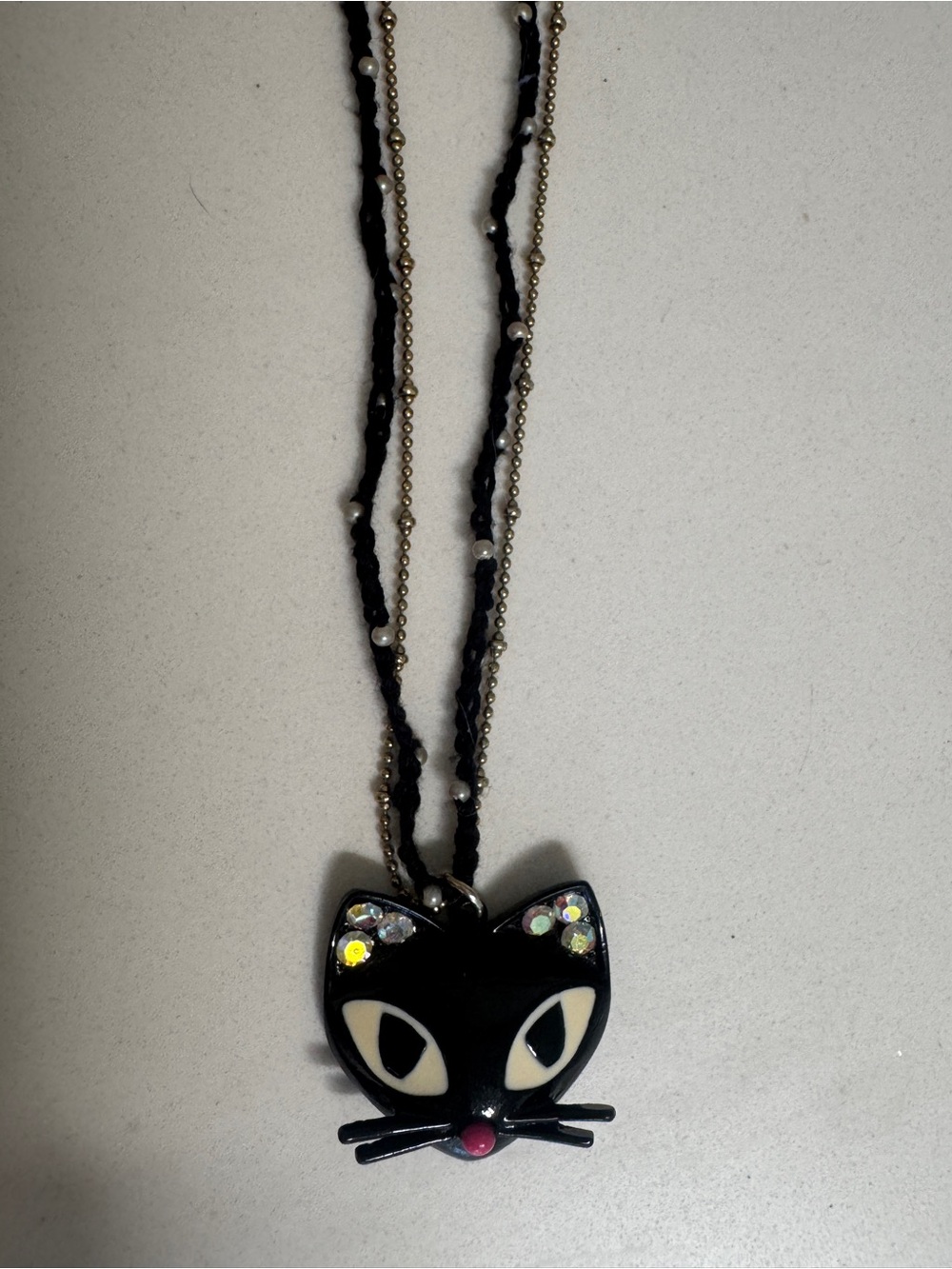 Unbranded Black Cat Pendant Necklace with Crystal Accents